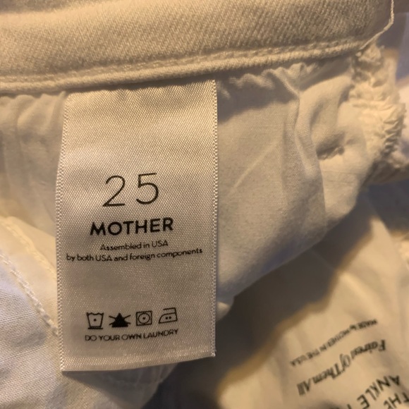 MOTHER Chalk Ivory High Waisted Rascal Ankle Fray Jeans - Picture 5 of 11